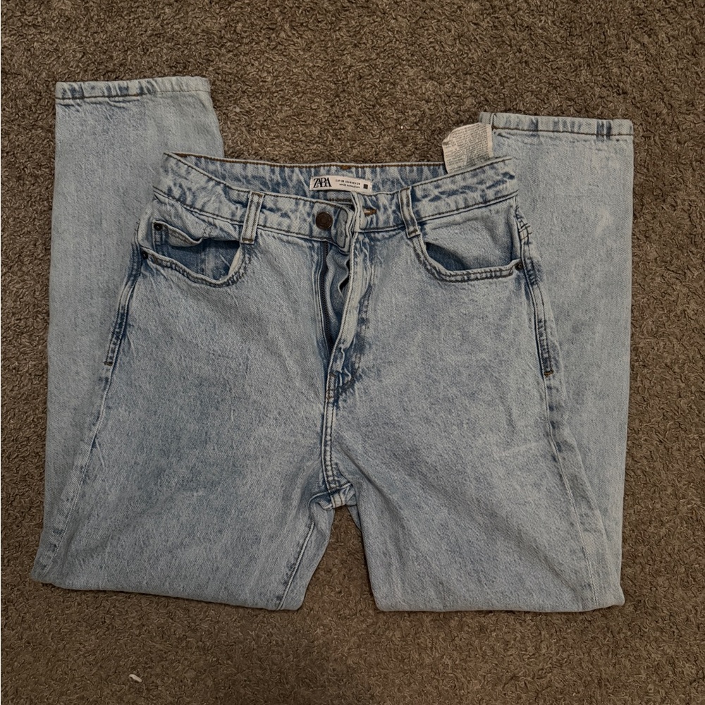 Zara Women's Sky Blue Straight Leg Jeans